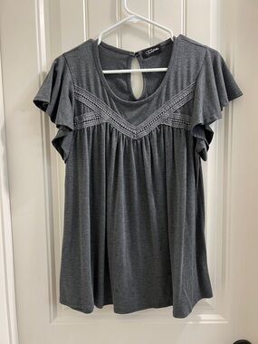 Colette Gray Flutter Sleeve Knit Top